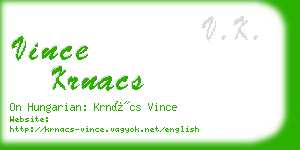 vince krnacs business card